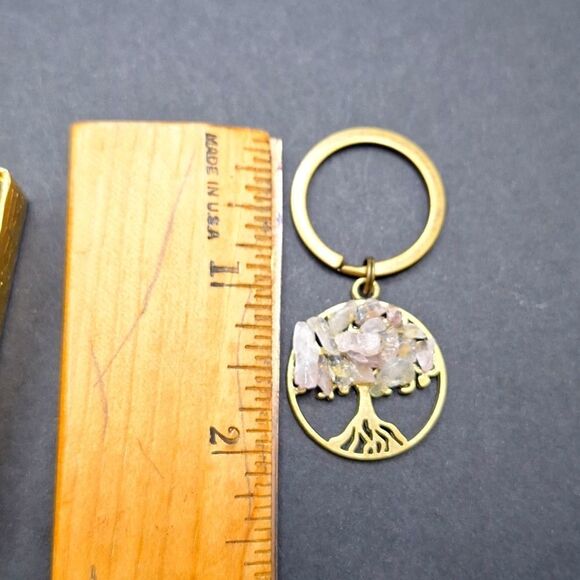 tree of life keychain bronze quartz keyring charm accessory - Picture 3 of 3